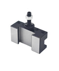 Thomletha OXA 250-001 quick-change turning and facing lathe tool post holder, angled view with clamp bolt