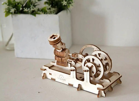 Hands On Dope Pneumatic Engine 3D Wooden Puzzle Kit For Teens And Adults No Glue Brain Teaser Construction Set Realistic Mechanical model on table