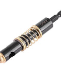 Center drill bit, 5 mm with 1/4-inch hex shank, black body and brass rings, woodworking tool