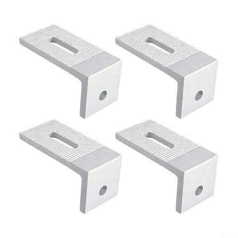 Heavy Duty Aluminum L Leg Solar Brackets for Color Steel Roofs showing 125mm UV resistant hardware, top angle view.