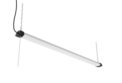4Ft 40W Wraparound LED Shop Light Fixture With Pull Chain Daylight White 5000K for garage and workshop, suspended view