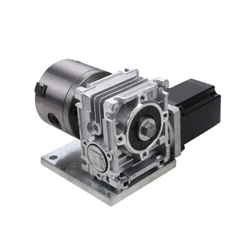 Hardcore Cnc Rotary Fourth Axis Upgrade Featuring A Bulletproof 80Mm Four Jaw Chuck With A Snappy 20 To 1 Right Angle Gearbox for precision motor.