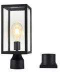 Big 15 Inch Outdoor Post Light Waterproof Cast Aluminum Lamp Post Fixture With Pier Mount Base Matte Black, bulb visible