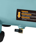 Installed Five Pack Brass Mini Ball Drain Valves For Air Compressors 1/4 Inch NPT Male with warning label on tank