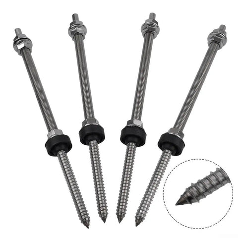 M10 Heavy Duty Hanger Bolts For Solar Panels With EPDM Seal And Locking Nut Stainless Steel Roof Mount Adapter 7.9 Inch