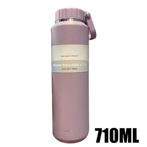 Insulated Leakproof Stainless Steel Water Bottle 24 Oz Vacuum Hydration Flask in pink with 710ml capacity and quick seal cap