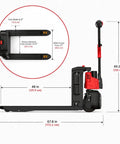 Raelon F4 Electric Pallet Jack With 3300 Lb Capacity And Quick Swap Lithium Battery dimensions and fork specifications.