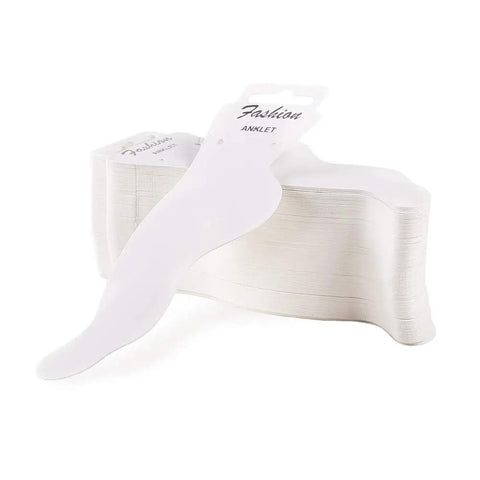 Anklet Display Card Kit With 120 White Blank Jewelry Cards And 120 Clear Self Sealing OPP Bags for home biz store display, 6x2 inch cards.