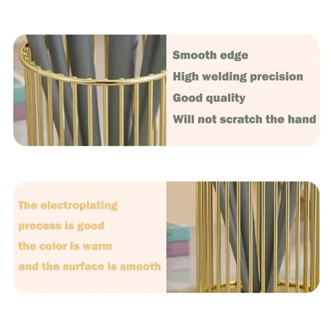 Close-up of gold metal two pack sticky note holder and pen holder set, showing smooth edges and precise welding.
