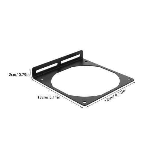 Two Pack Rock Solid Iron Computer Fan Bracket Set For 12cm PC Fans No Fuss Easy Install CPU Cooler Mount For PC Chassis Replaces Damaged Frames Boosts Airflow And Ensures Secure Mounting For Electronics Cooling, black iron bracket with 12cm fan cutout