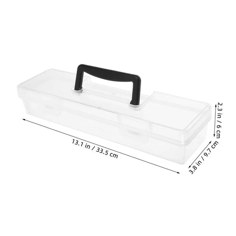 Heavy Duty Tool Box With Slick Divided Compartments And Secure Lid for organizing washi tape, 13.1 in black plastic case.