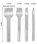 4 Piece Leather Lacing Stitching Punch Set With 1 2 4 6 Prongs And Plastic Aid Pulling Board Durable White Steel Hole Punch Tools