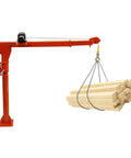 Heavy Duty 1100 Lb Truck Mounted Crane Hoist W/ 12V Electric Winch for lifting wooden planks in construction.