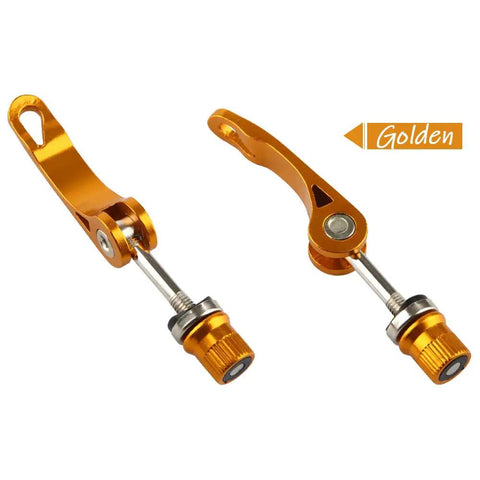 Golden Quick Release Seat Post Clamp For Bikes with smooth cam action lever and CNC machined nut, fits road and mountain bikes.