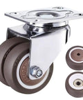 Rock Solid Heavy Duty Swivel Rubber Caster Wheels With Locking Brakes For Trolley And Workshop Cart smooth rolling twin wheel setup view.