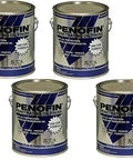 Premium Wood Stain And Exterior Protector With Fade Resistant Shield Weather Beat Proof Finish For Decks And Siding Quick Roll On Application Ultimate Backyard Makeover Chestnut Blend Four Pack in cans on white background.