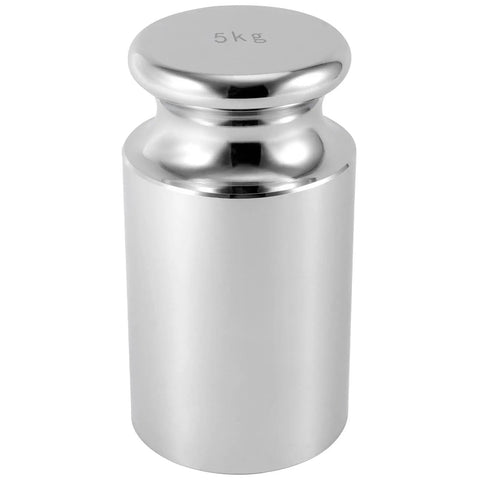 Five Kilogram Calibration Weight Class M1 High Precision 5000 Grams Steel With Chrome Finish For Scales And Balances Pro Grade Durable Corrosion Resistant Calibration Standard, flat top view