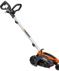 Side view of 12 Amp Corded Electric Lawn Edger And Trencher With Seven Point Five Inch Cutting Blade WG896 Delivers 4700 RPM And Adjustable Depth Of One Inch One And A Quarter Inch And One And A Half Inch For Clean Pro Grade Edges.