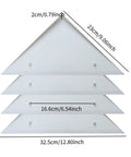 4 Pack Foosball Table Corner Protectors, Sturdy White Triangle Edge Guards, Universal Fit, measurement details shown