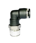 Ten Pack Push To Connect Air Fittings 90 Degree Pneumatic Tube Elbow One Quarter Inch Tube OD To One Quarter Inch NPT Thread Quick Connect For Easy Snap On Air Lines Durable Plastic And Stainless Steel With 360 Degree Rotation, 1/4 in NPT