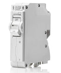20A 1 Pole Plug On Standard Branch Circuit Breaker Thermal Magnetic 120 VAC White Finish With Color Indicator Handle Side View
