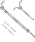 50 Pack 180 Degree Adjustable T316 Stainless Steel Deck Cable Railing Kit Fits 3/16 Inch Wire Rope Indoor Outdoor Stair Railing Balcony Guard Rails Durable Weather Resistant Easy Install featuring hardware and screws.