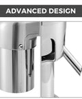 Close-up of Uszwby Commercial Juice Extractor 370W features advanced stainless steel design and spout for efficient juicing.