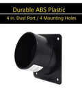 Heavy Duty 4 Inch Abs Dust Port Connector For Band Saw And Jointer With Four Pre Drilled Mounting Holes; black ABS dust port.