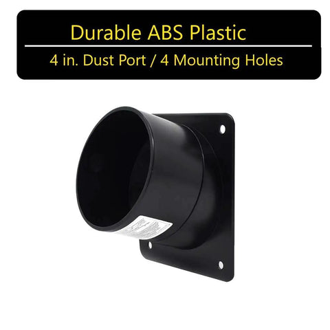 Heavy Duty 4 Inch Abs Dust Port Connector For Band Saw And Jointer With Four Pre Drilled Mounting Holes; black ABS dust port.