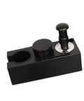 Straight Fire Coffee Tamper Base And Tamping Station for 51mm 53mm 58mm Portafilters with precision tool in black ABS.