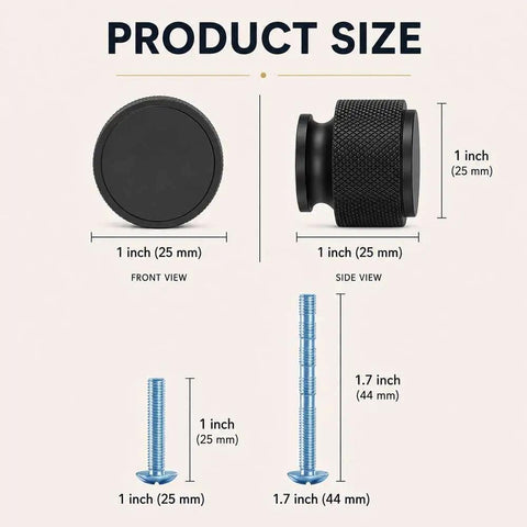 Grab These Totally Solid 24 Pack Aluminum Cabinet Knobs And Drawer Pulls Super Durable Black Hardware For Kitchen Cupboards And Dressers Brushed Brass Vibe Included, size and screw details.