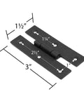 Pack Of 4 Black Wrought Iron Cabinet Hinges 3 Inch Flush Mount H Style Antique RSF Finish dimensions and details view