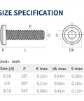 1/4-20 x 1 inch flat-head hex socket cap screw, 304 stainless steel, bright finish; side and top views.