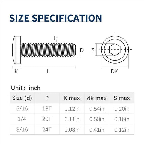 1/4-20 x 1 inch flat-head hex socket cap screw, 304 stainless steel, bright finish; side and top views.