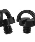 2-Pack 1/4-20 Stainless Steel D-Ring Camera Plate Screws For Tripods, 6mm Thread Length, shown in black finish