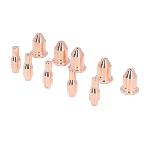 Durable Keenso Plasma Cutting Torch Consumables Set For Ipt45 With Brass Tips includes 5 nozzles made of copper.