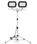 Dual Head 200W LED Work Light With Adjustable Telescoping Tripod Stand, 20000 Lumen And 10000 Lumen Brightness Options, All Weather Waterproof Build