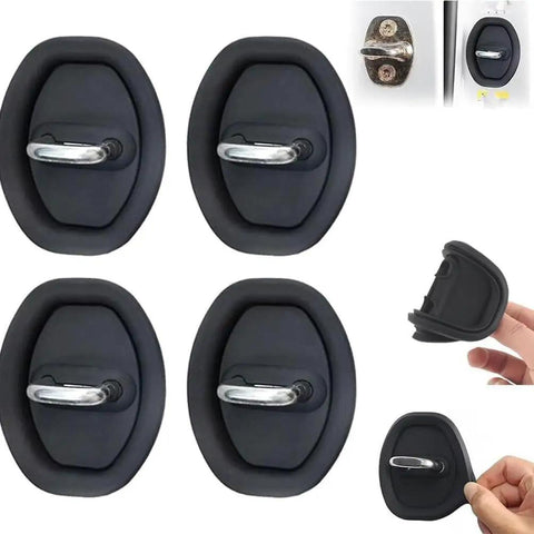 Rock Solid Silicone Car Door Lock Covers For Nissan Rogue 2008 To 2025, set of 4, weather resistant, black silicone material.