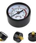 Air Compressor Pressure Gauge Quarter Inch Thread 0 To 180 PSI 0 To 12 Bar Manometer Big Easy Read Dial front and back views
