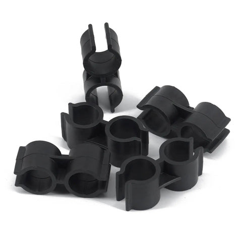 Hella Strong H Type Double Pipe Clamp Clips 20 Pack Plastic Tube Connectors 20mm Black Dual Port Fasteners Perfect For Shelving Racks And Diy Projects Indoors Or Outdoors