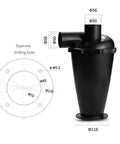 Cyclone Vacuum Filter Separator With Flange Turbo Dust Collector For Industrial And Home Woodworking Vacuums Pro Grade Dust Separation with dimensions and flange details.