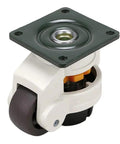 Heavy Duty Leveling Caster Wheels With Retractable NBR Pads For Workbench And Vending Table Adjustable Equipment Feet, close-up view.