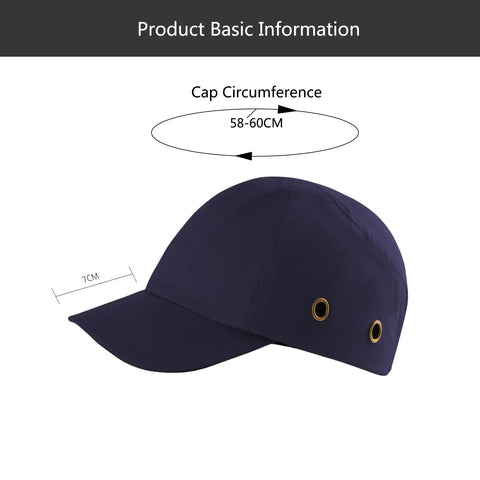Lightweight Safety Bump Cap With Removable ABS Shell And Foam Padding Breathable Cotton Baseball Cap Style Hard Hat Navy M118