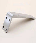 Heavy Duty Stainless Steel Countertop Brackets Built Tough As Nails For Wall Mount Floating L Shape Shelving With Brushed Silver Finish and Quick Install Hardware.