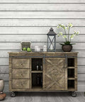 Mini Rustic Sliding Barn Door Hardware Kit In Oil Rubbed Bronze For Cabinets Bookshelves Vanities TV Consoles And More With Fully Included Mounting Hardware For Easy Install 48 Inch Track on wooden cabinet