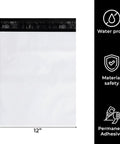 Heavy Duty Weatherproof 12x15.5 Poly Mailers 100 Pack Self Seal Waterproof Shipping Bags dimensions and features