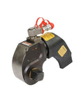 Heavy Duty Hydraulic Torque Wrench With Steel Square Drive And Rapid Release Piston For Cranking Stubborn Fasteners In Workshops, compact design.