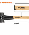 6 Pound Sledge Hammer With 16 Inch American Hickory Handle Double Faced Forged Steel Head Heavy Duty Demolition And Construction Tool Model MD 6H 16 33186, showing full view and handle detail.