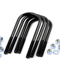 Heavy Duty 5/8 Inch Round Suspension U-Bolts, 3.5 Inch Wide And 10.5 Inch Long, Corrosion Resistant Black E-Coated Steel with nuts and washers.