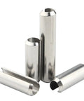 304 Stainless Steel Slotted Spring Pins with Spring Loaded Cylindrical Split Pin Design M1 5 Dowel, four shown at different angles.